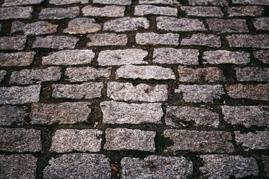 Stone pavement texture, old town street road background