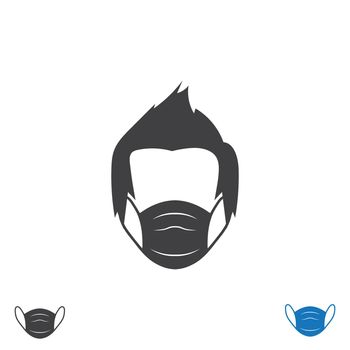 face man using pollution mask vector