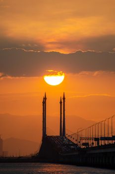 Golden sun over Bridge