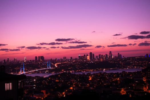 Istanbul Bosporus Bridge on sunset