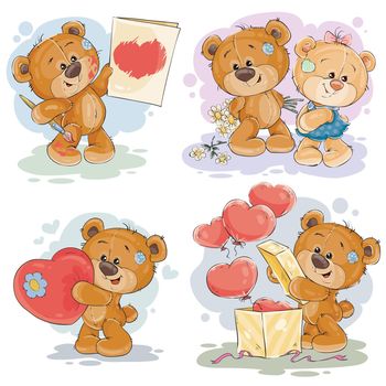 Set vector clip art illustrations of teddy bears
