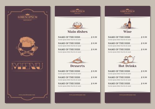 Template for the restaurant menu