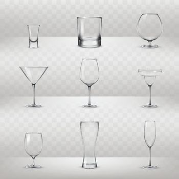 Set of glasses for alcohol and other drinks