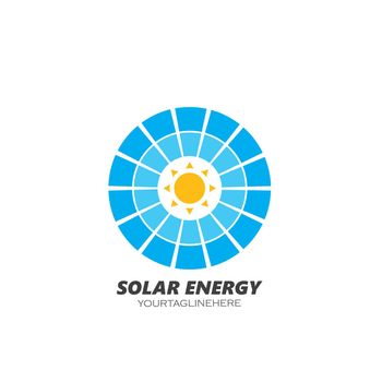 solar panel logo vector icon of natural energy