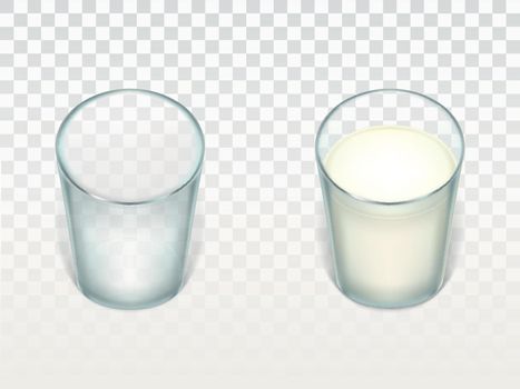 Vector realistic transparent glasses for drinks