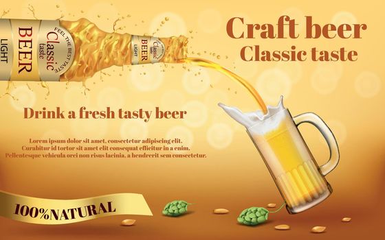 Vector realistic promotion banner for beer brand