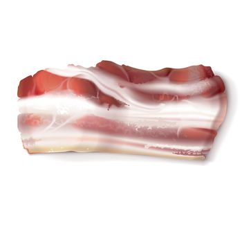 Vector thin bacon strip, fatty slice of pork meat