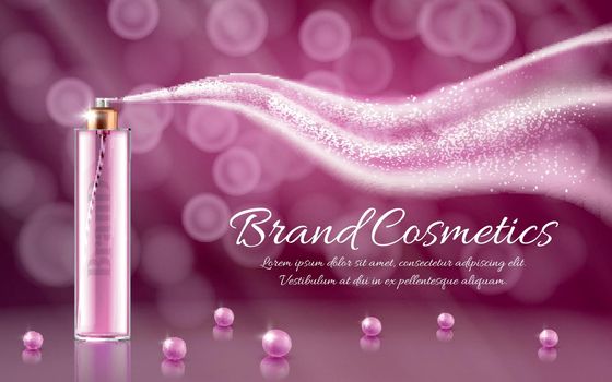 Vector 3d realistic essence spray ad banner