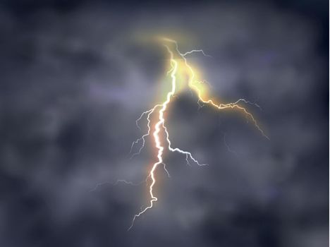 Vector night background with thunderbolt