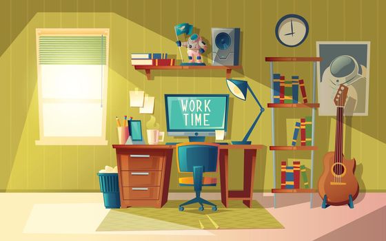 Vector empty home office for freelance job