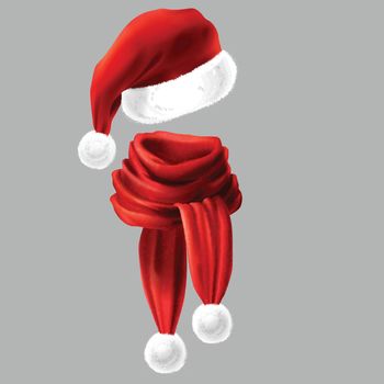 Vector 3d realistic red scarf and beret