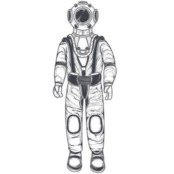 Astronaut, cosmonaut in a space suit and helmet