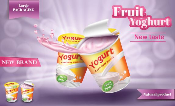 Vector realistic poster for advertising yogurt