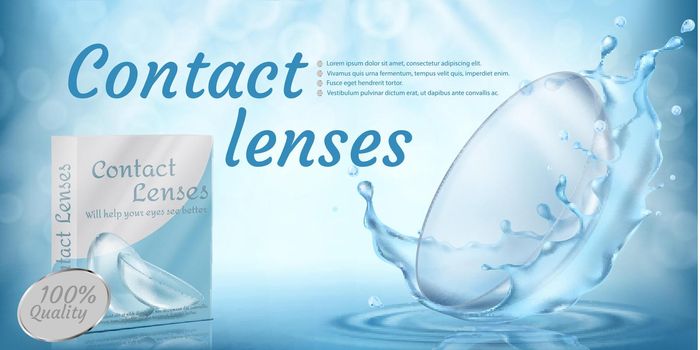 Vector promotion banner with contact lenses