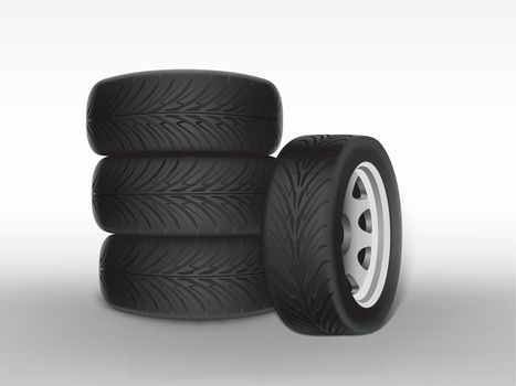 Vector 3d realistic black tyre with tread