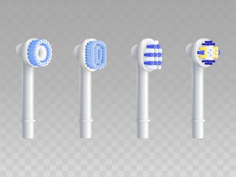Vector 3d realistic removable nozzles for toothbrushes