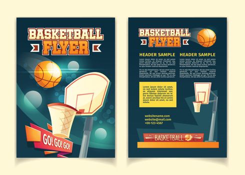 Vector cartoon flyers to invite on basketball game
