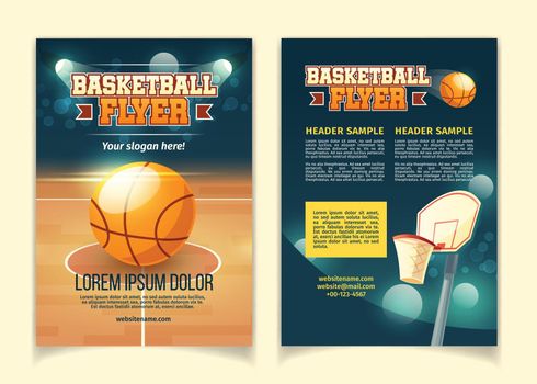 Vector cartoon flyers to invite on basketball game