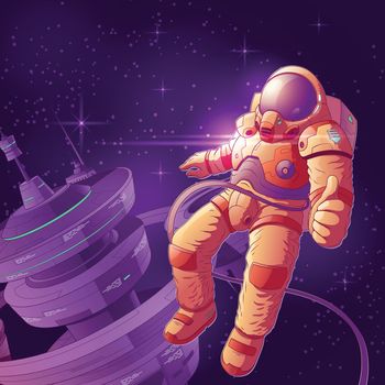 Future astronaut in outer space cartoon vector