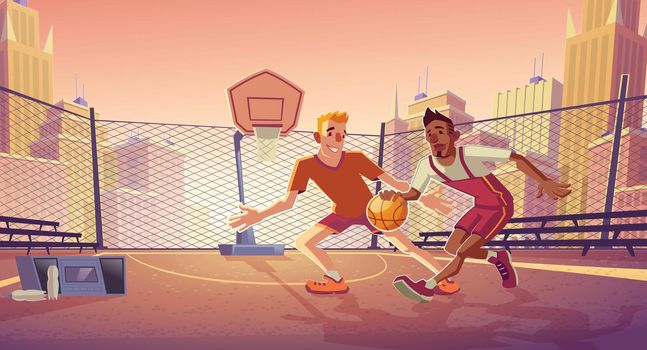Street basketball on city outdoor court vector