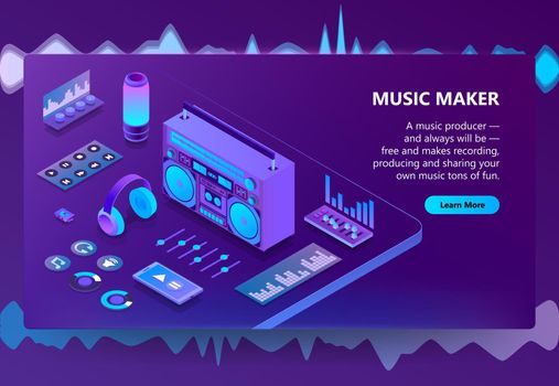 Music and recording production vector illustration