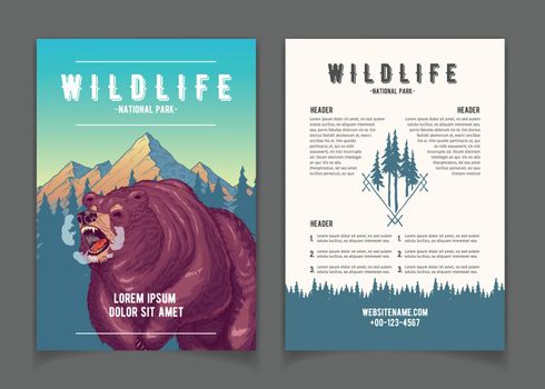 National park nature attractions vector booklet