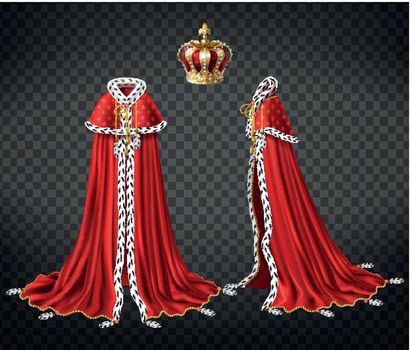 Medieval monarch royal garment realistic vector