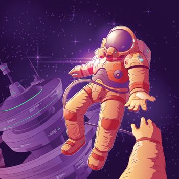 Romantic date in outer space vector concept