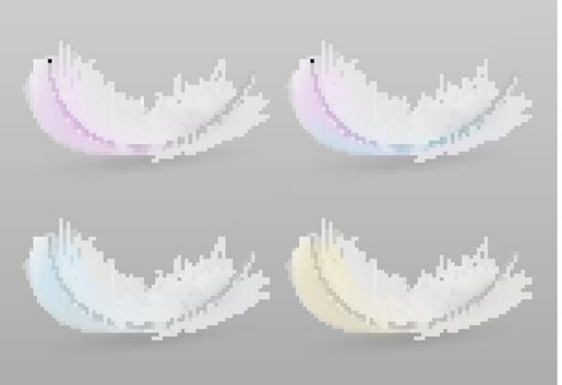 Bird colorful feathers 3d realistic vector set