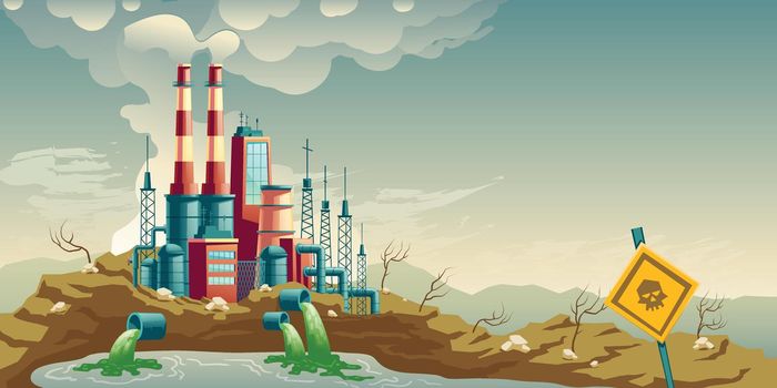Industrial pollution of environment cartoon vector