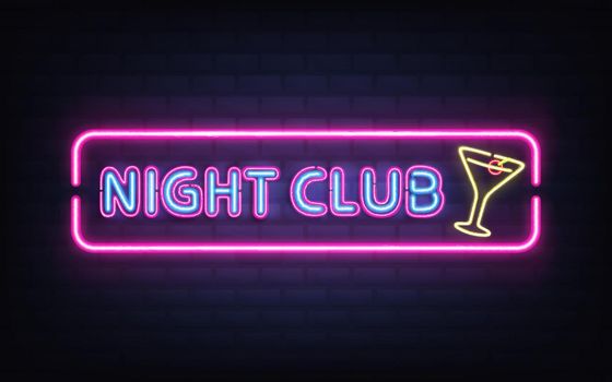 Night club, cocktail bar neon signboard vector