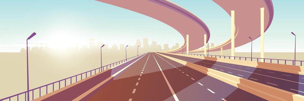 Modern metropolis speed highway cartoon vector