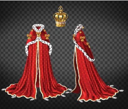 Medieval queen royal garment realistic vector