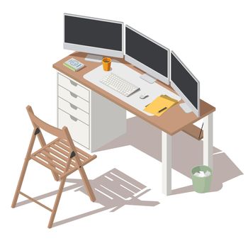 IT specialist workplace with monitors vector