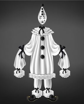 Sad harlequin costume 3d realistic vector