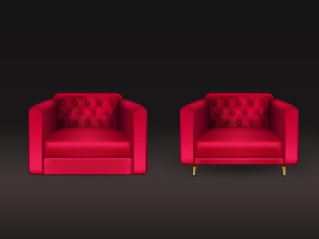 Club chairs of red leather realistic vector