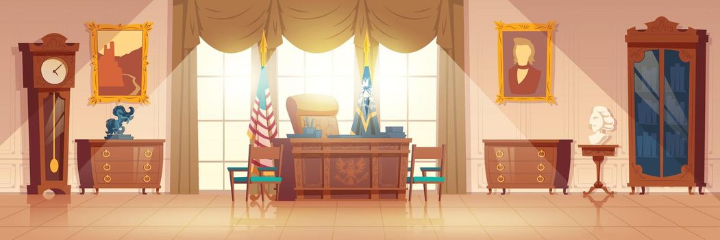 Presidents oval cabinet interior cartoon vector