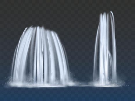 Waterfalls or fountains flow 3d realistic vector