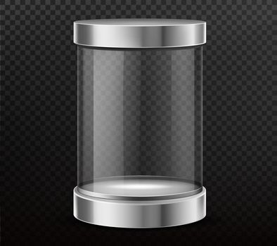 Sealed, glass cylinder capsule realistic vector