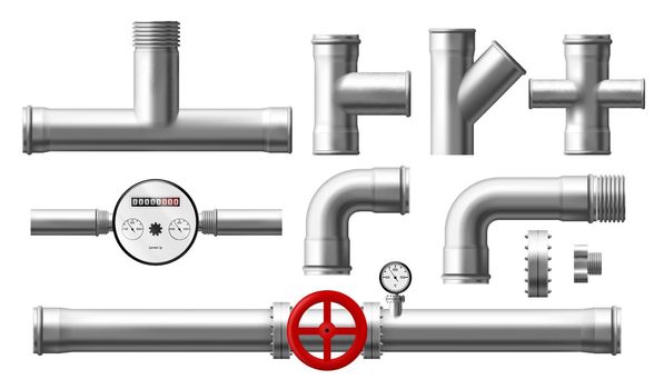 Water counter, pressure regulator, metallic pipes