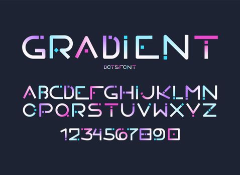 English alphabet gradient letters, digits vector