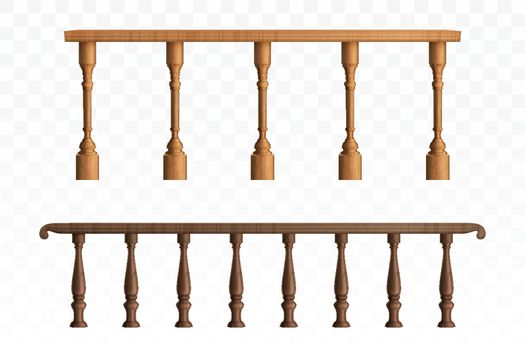 Wooden balustrade and balcony railing or handrails