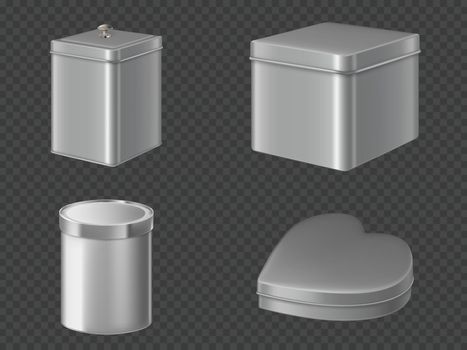 Metal tin boxes for tea, sugar or candies