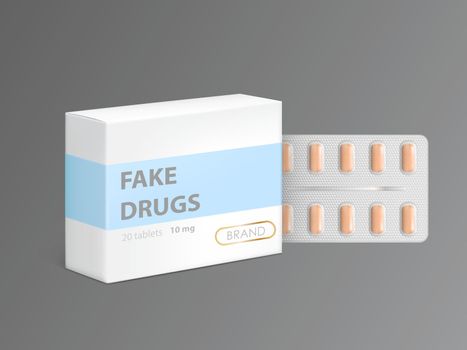 Fake drugs in carton package box