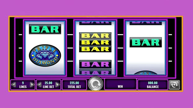 3d illustration - close up Play on slot machine Game