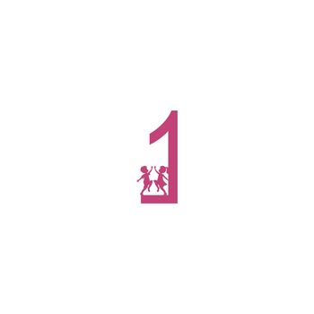 Number 1 and kids icon logo design vector