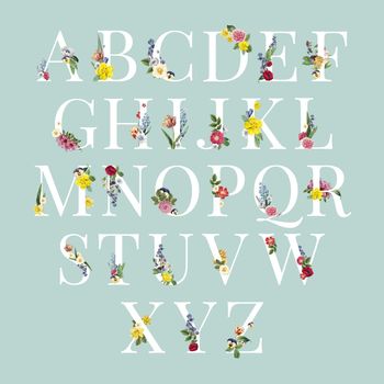 Alphabet floral background illustration
