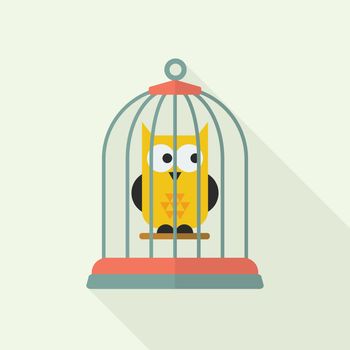Owl in bird cage