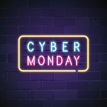 Cyber Monday neon sign vector