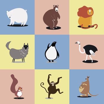 Collection of cute wild animals illustrations